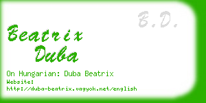 beatrix duba business card